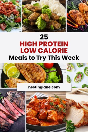 25 High Protein Low Calorie Meals to Try This Week graphic.
