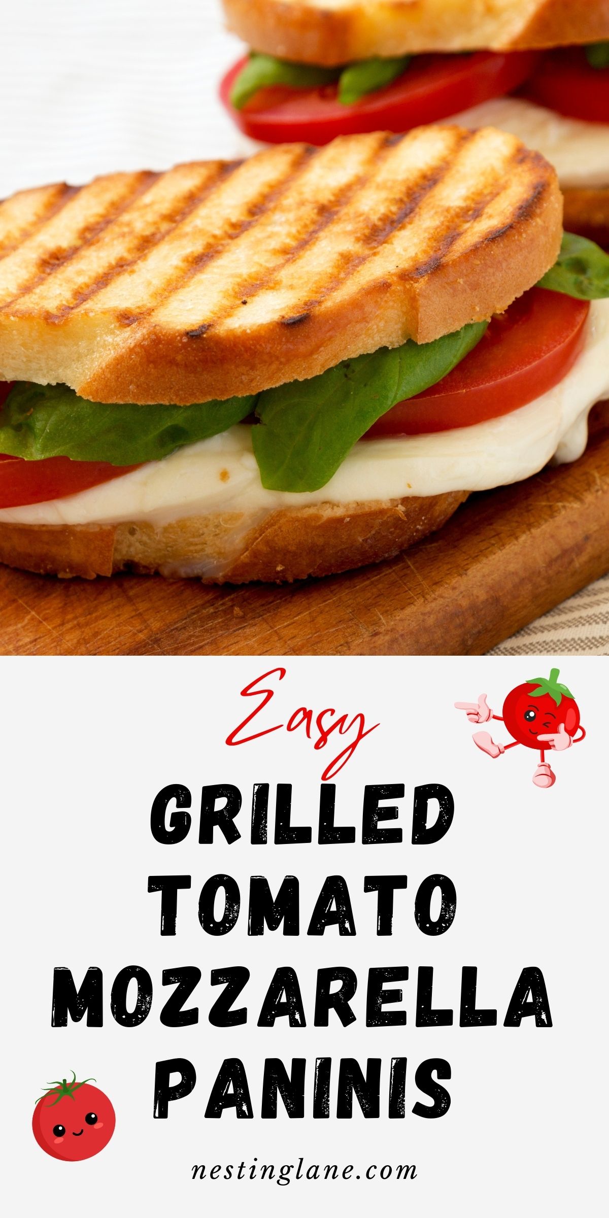 Easy Grilled WW Tomato Mozzarella Paninis graphic.