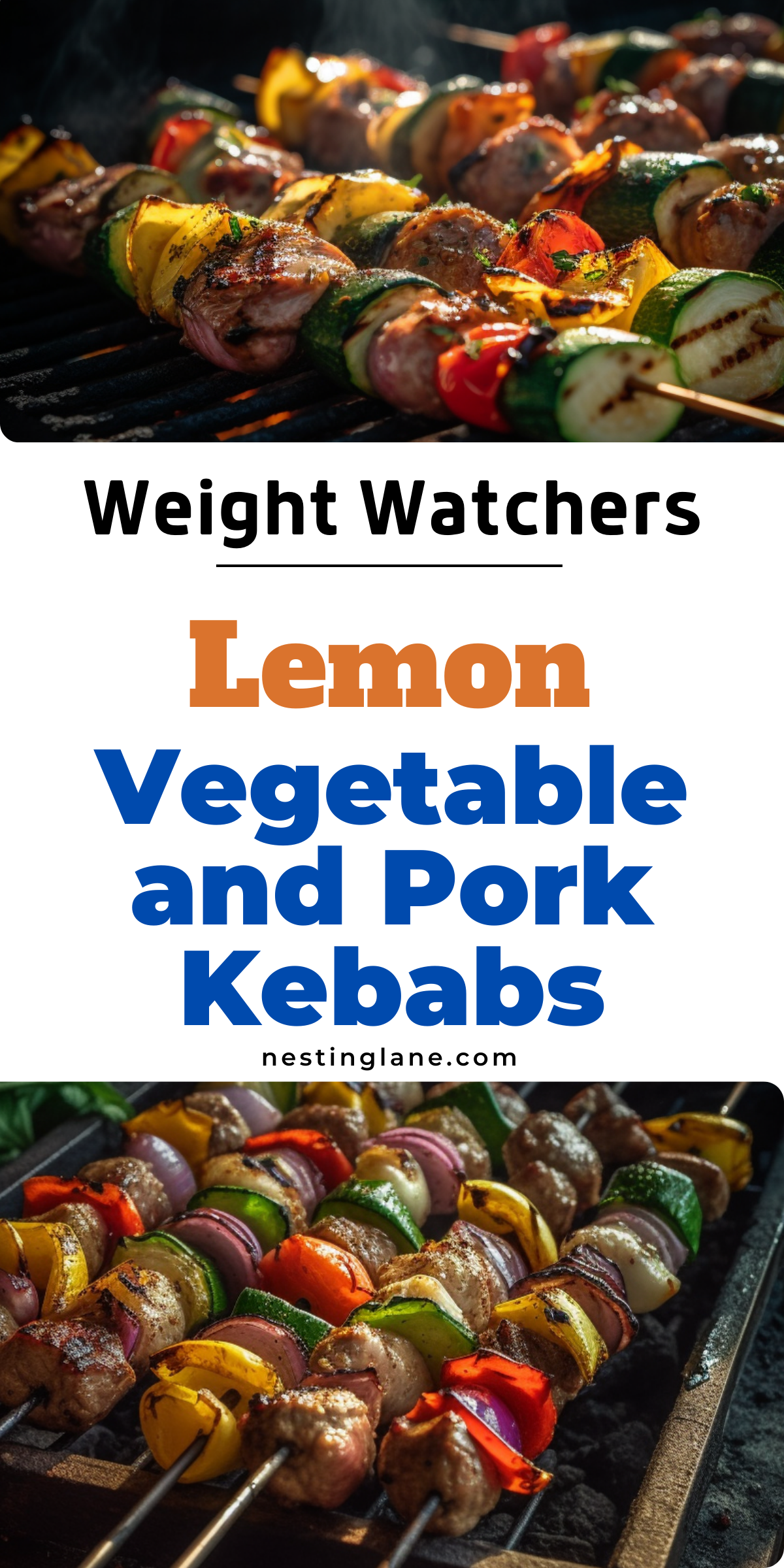 Lemon Vegetable And Pork Kebabs graphic.