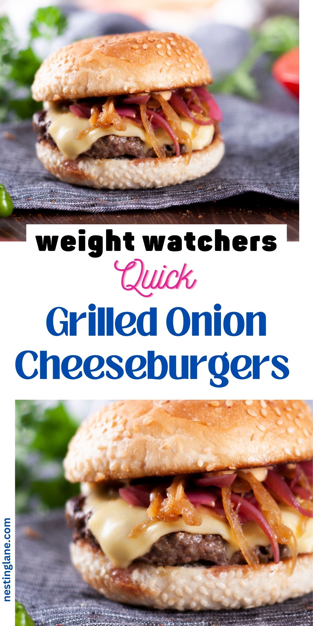 Quick Weight Watchers Grilled Onion Cheeseburgers Graphic.