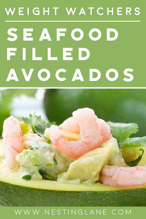 Seafood Filled Avocados graphic.