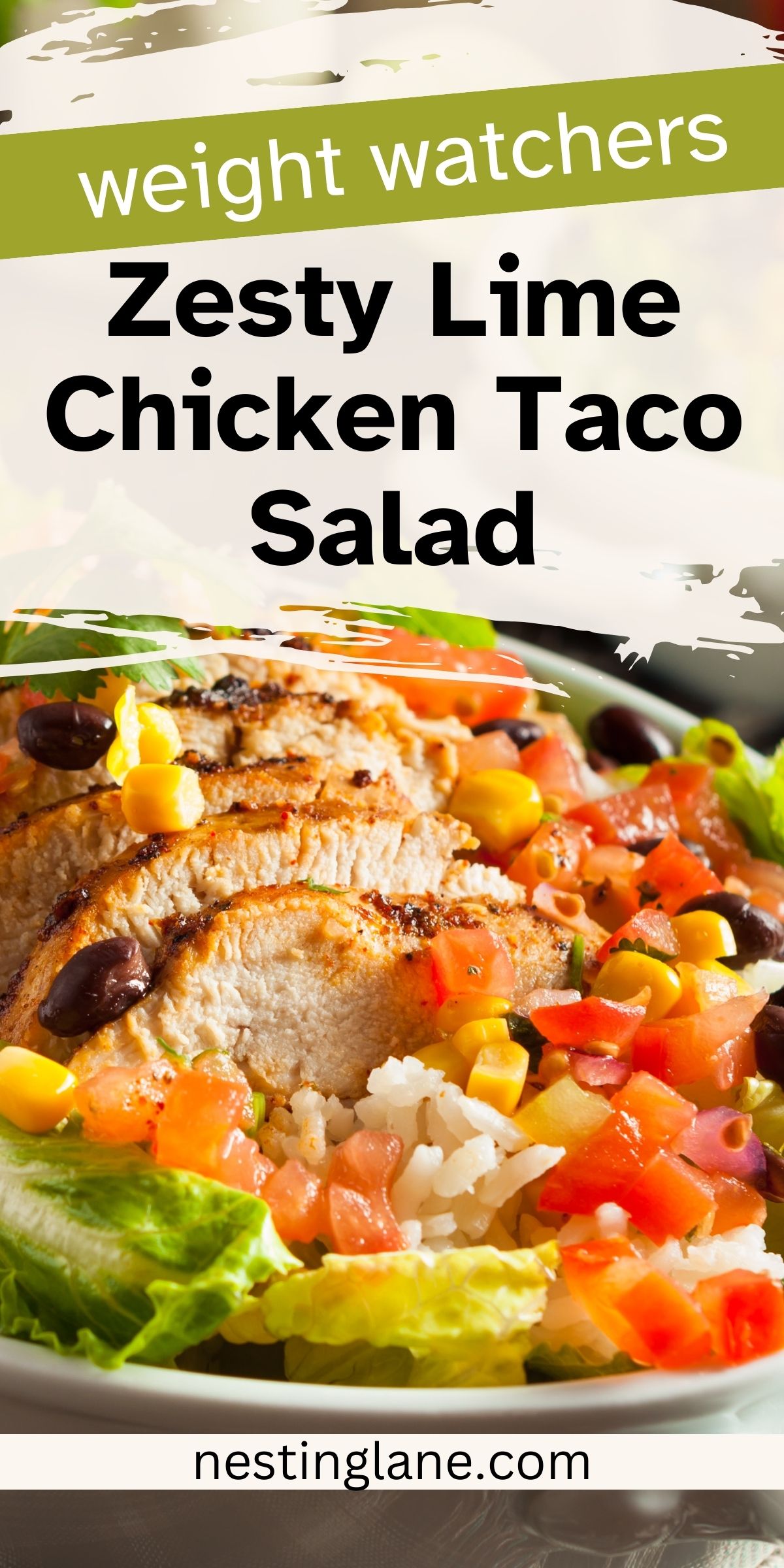Zesty Lime Chicken Taco Salad Recipe graphic.
