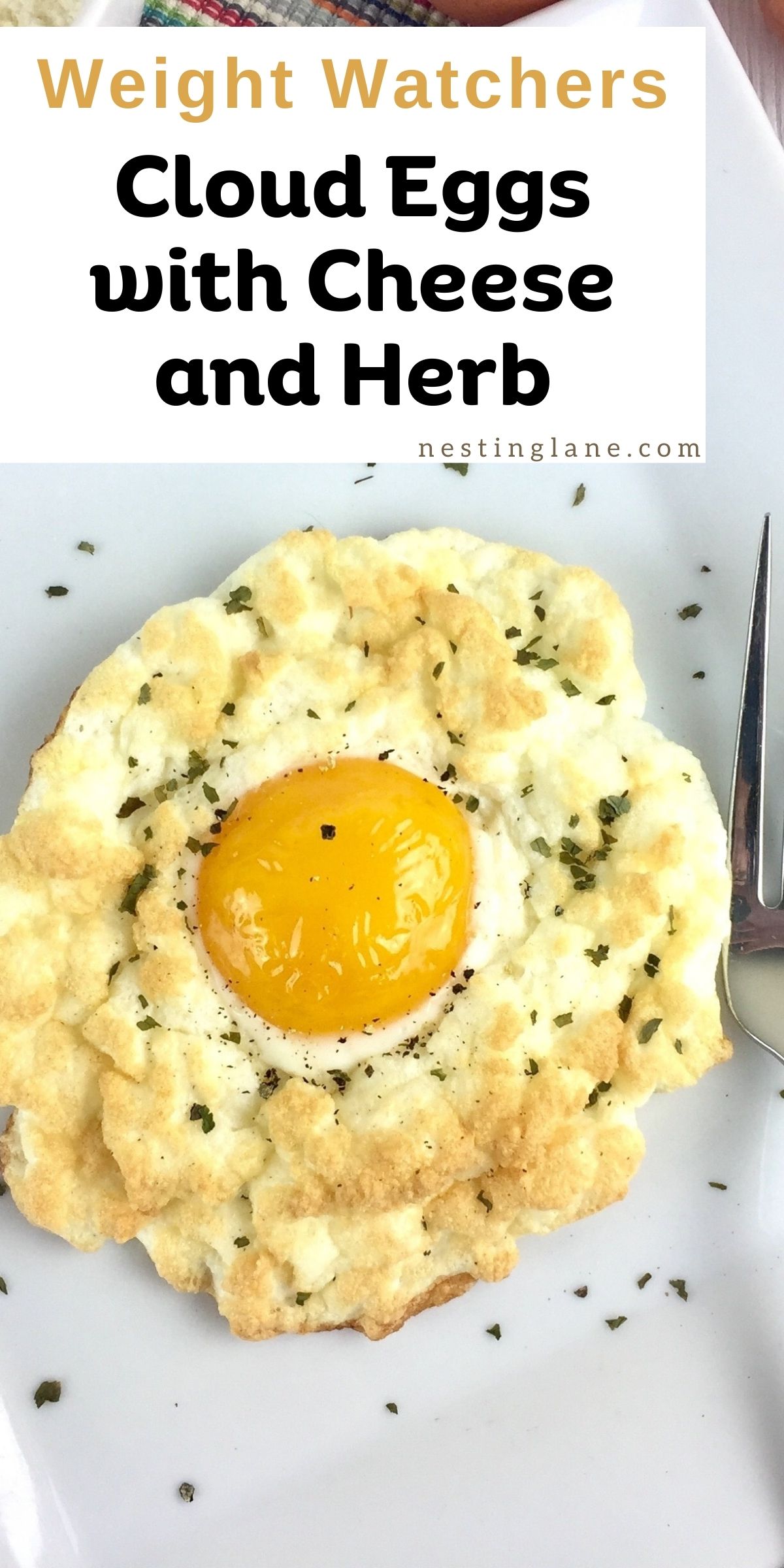 Cloud Eggs with Cheese and Herb graphic.