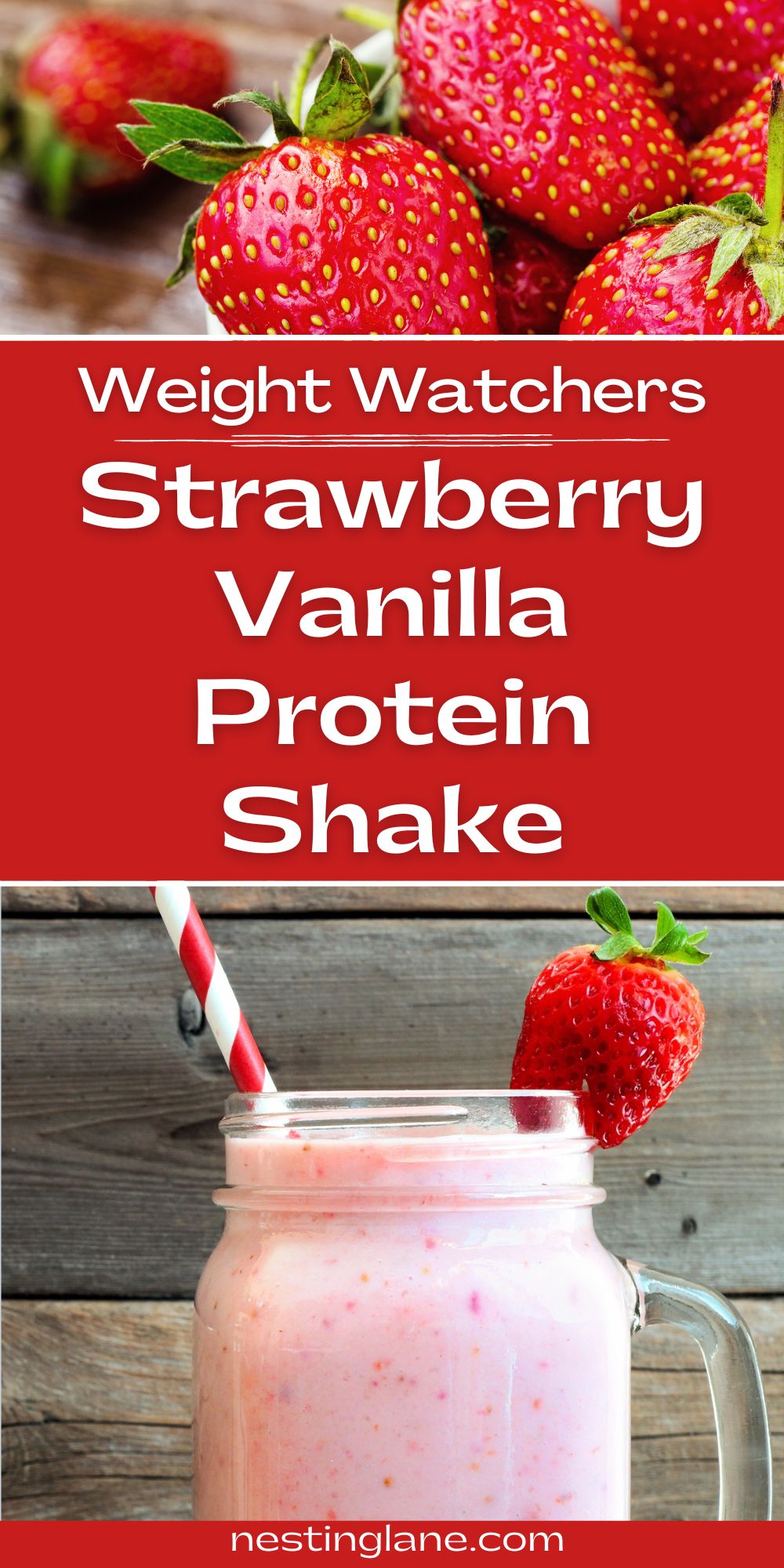 Strawberry Vanilla Protein Shake graphic.