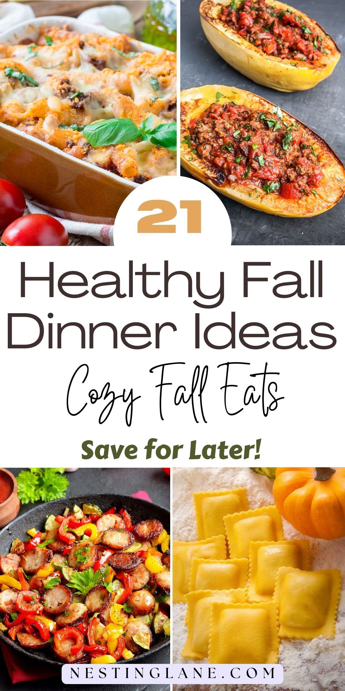 21 Healthy Fall Dinner Ideas graphic.