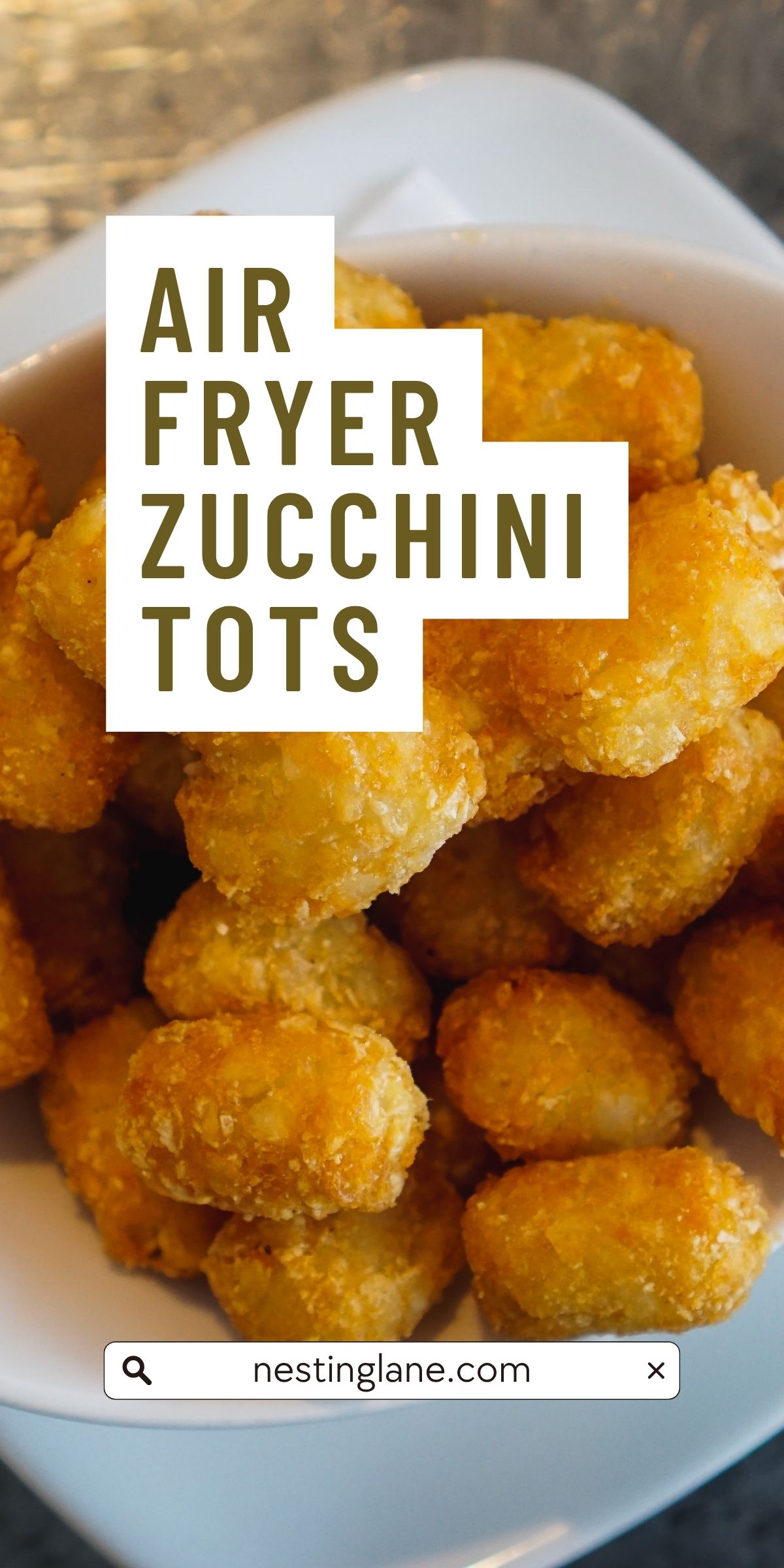 Easy Air Fryer Zucchini Tots in a white dish.