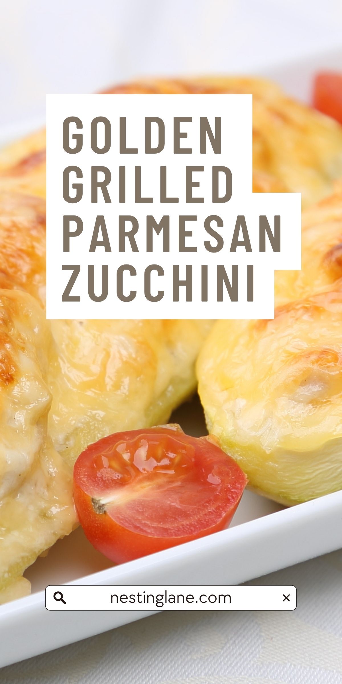 Golden Grilled Parmesan Zucchini graphic.