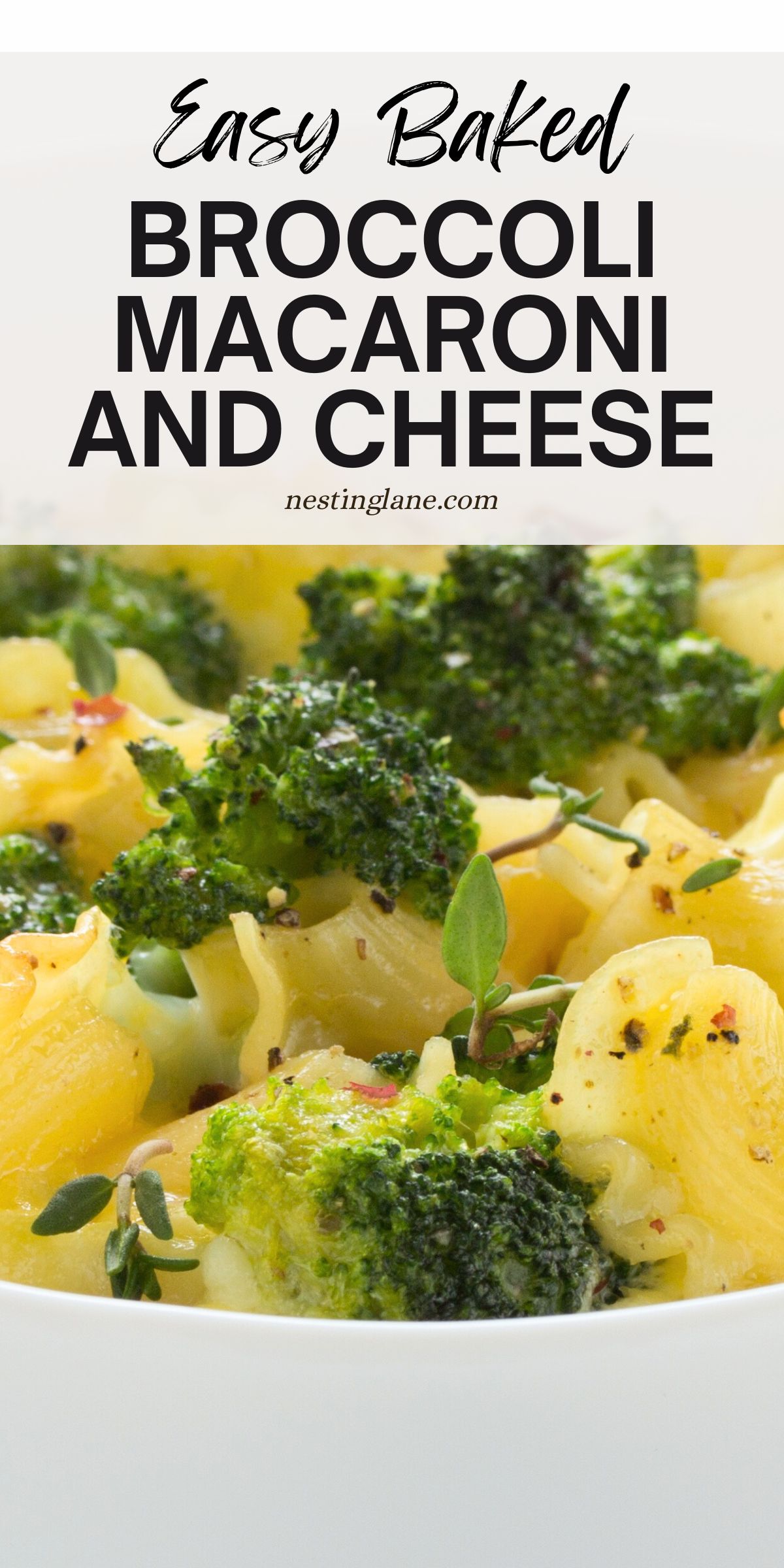 Baked Broccoli Macaroni and Cheese Graphic.