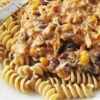 Slow Cooker Creamy Chicken and Black Beans on a white plate