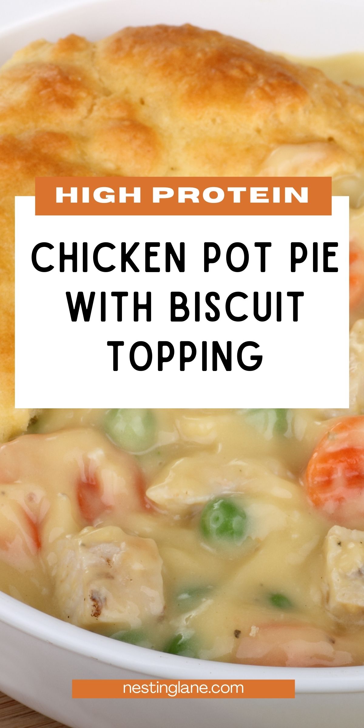 Cozy Chicken Pot Pie with Biscuit Topping graphic.