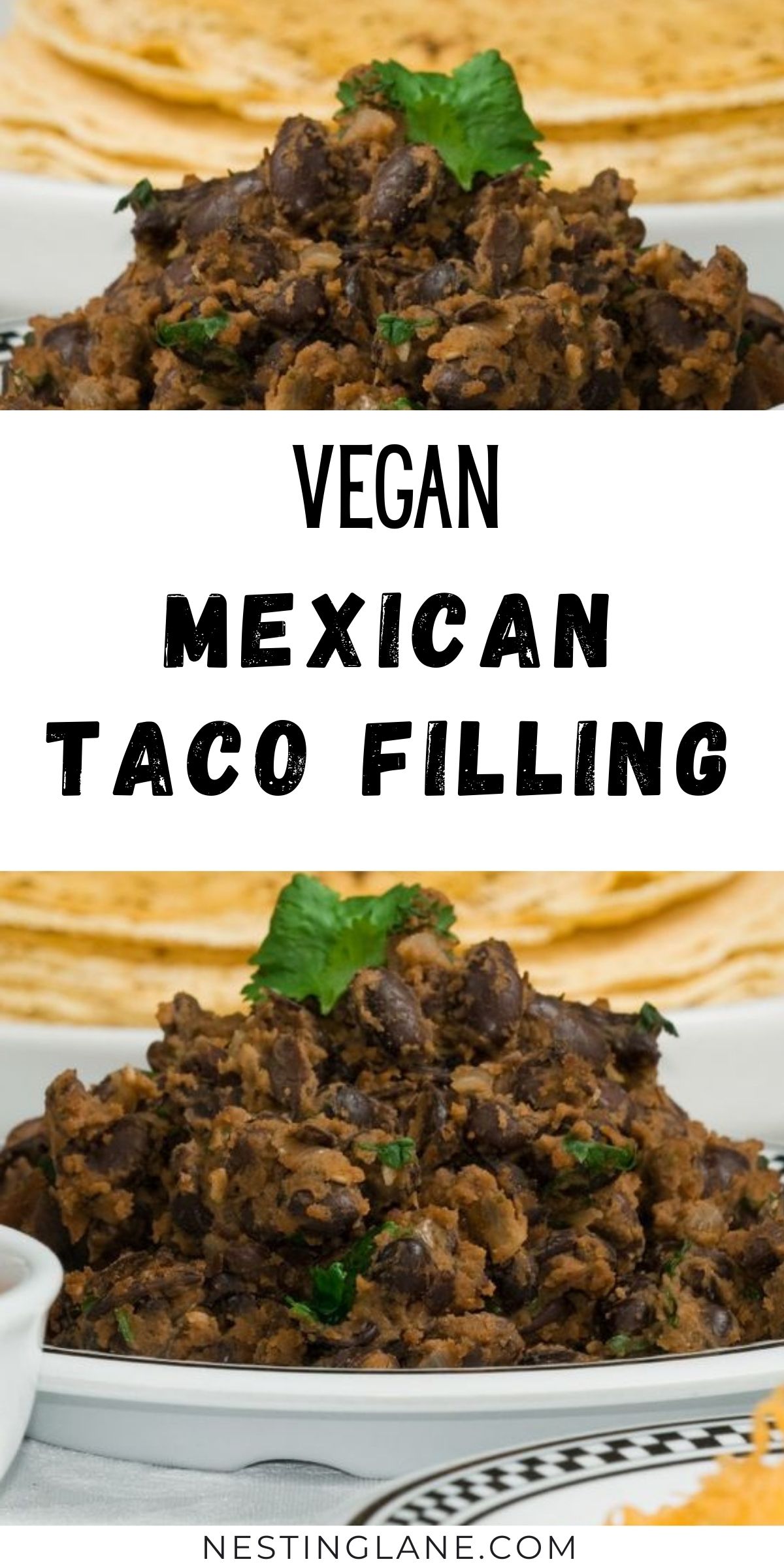 Vegan Mexican Taco Filling Recipe graphic.