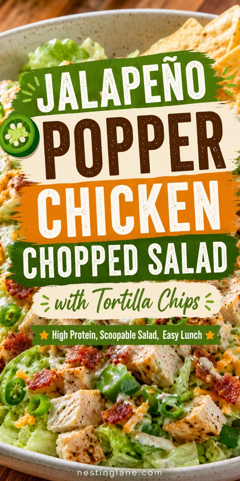 Jalapeño Popper Chicken Chopped Salad with Tortilla Chips - Nesting Lane
