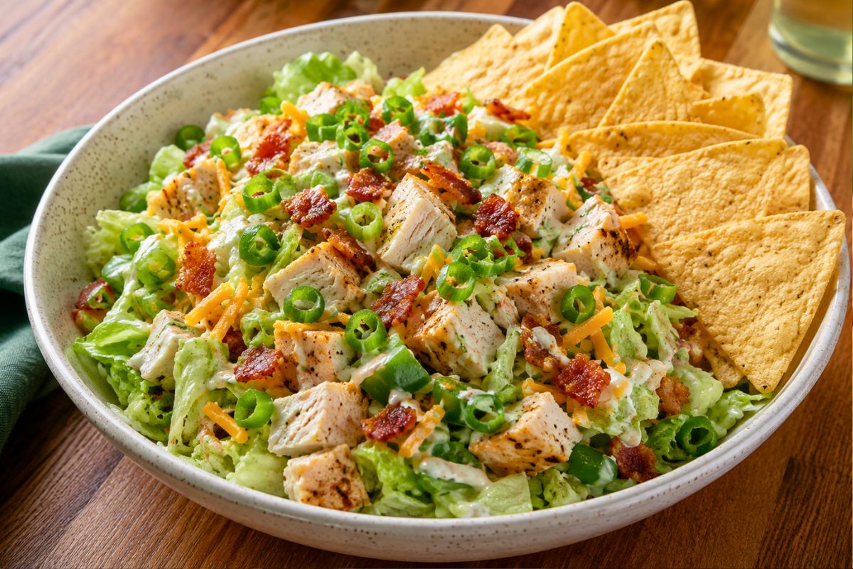 Jalapeño Popper Chicken Chopped Salad with Tortilla Chips - Nesting Lane