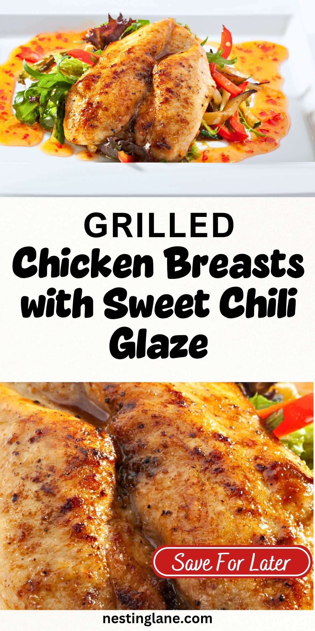 Grilled Chicken Breasts with Sweet Chili Glaze graphic.