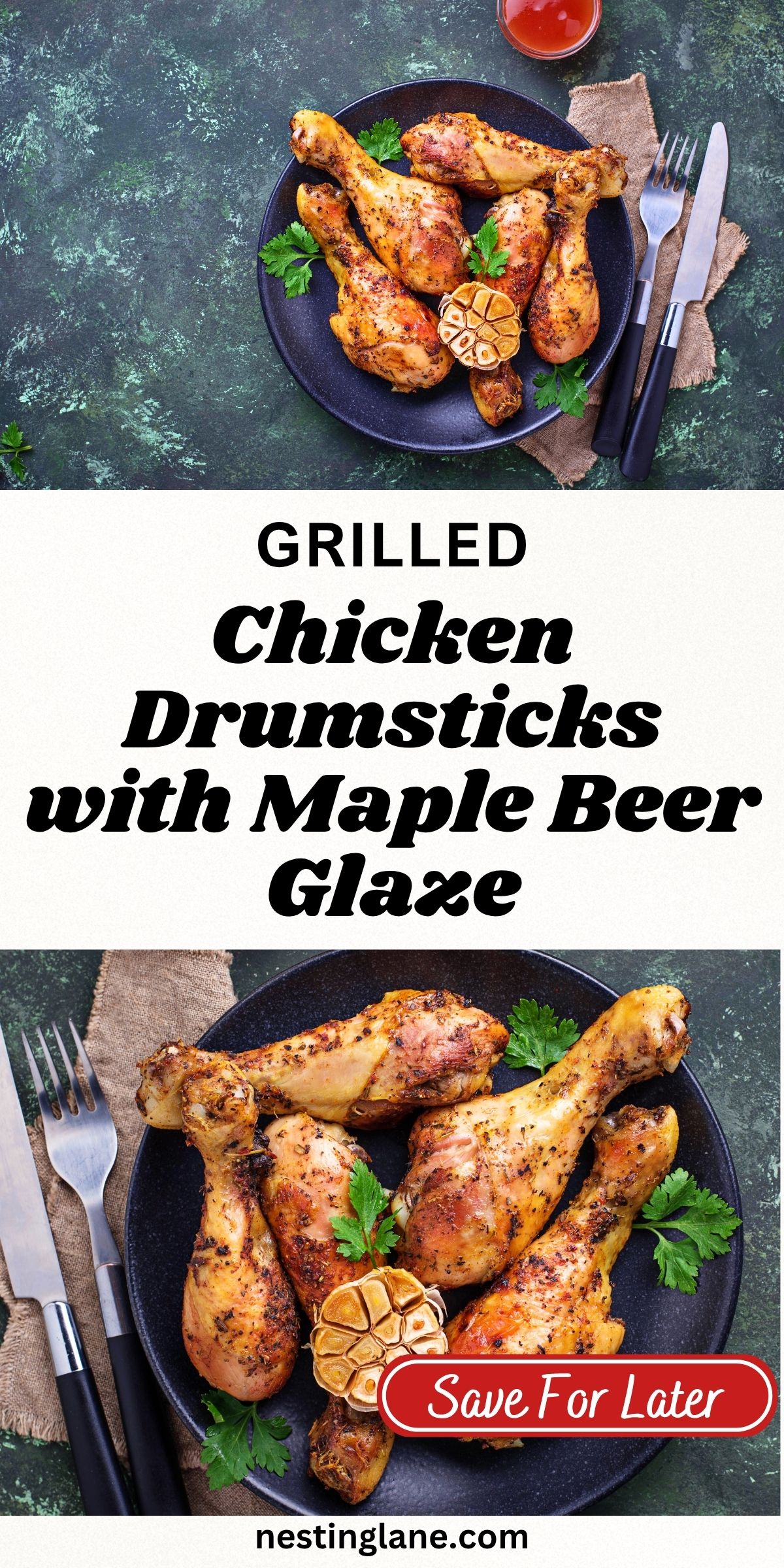 Chicken Drumsticks with Maple Beer graphic.
