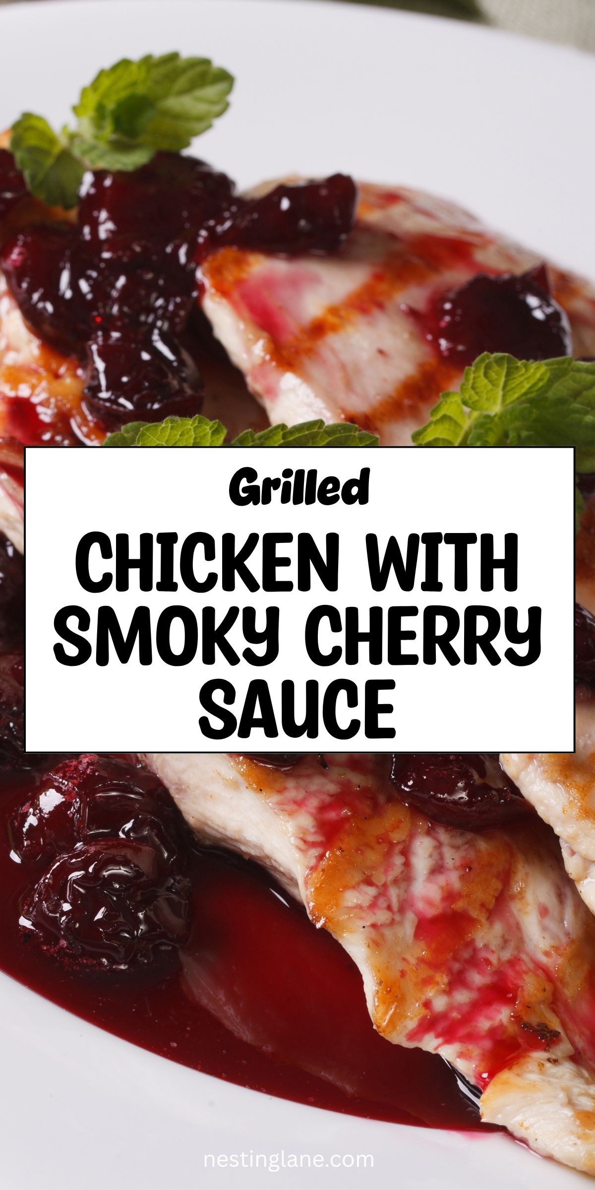 Grilled Chicken with Smoky Cherry Sauce graphic.
