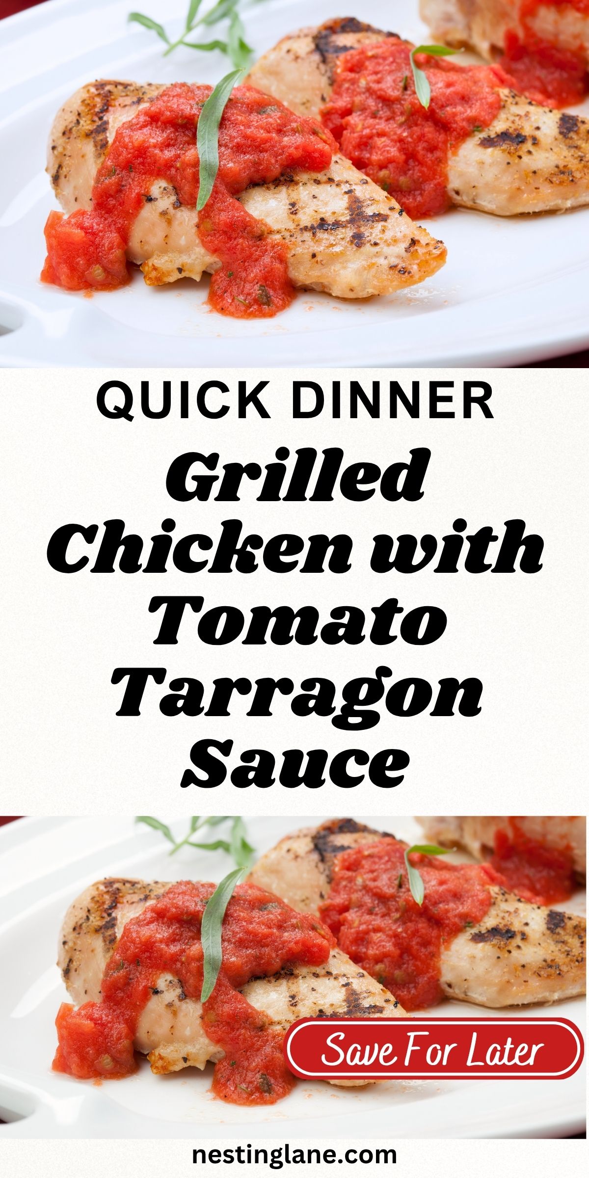 Grilled Chicken with Tomato Tarragon Sauce graphic.