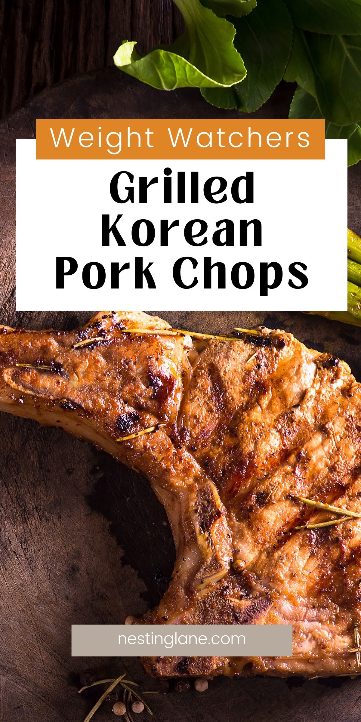 Grilled Korean Pork Chops graphic.