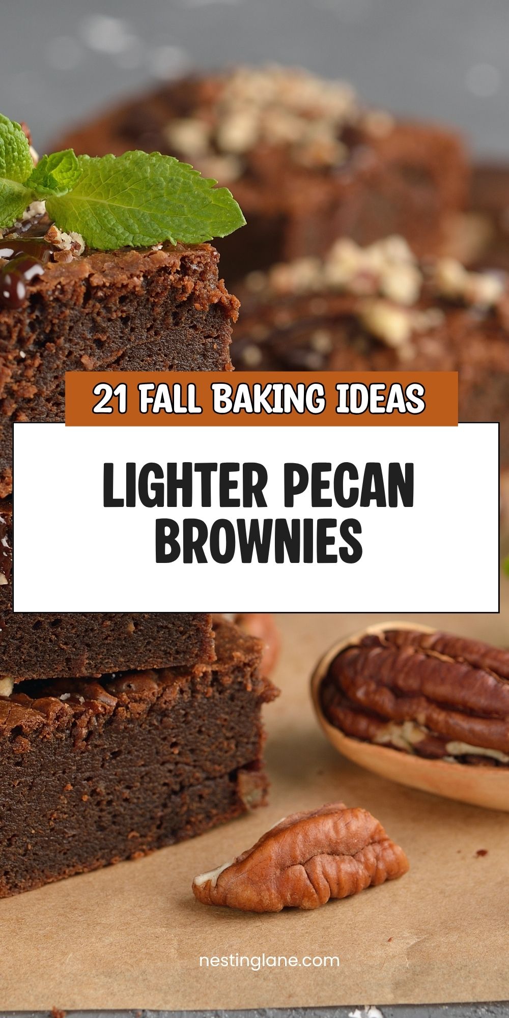 Lighter Pecan Brownies graphic.